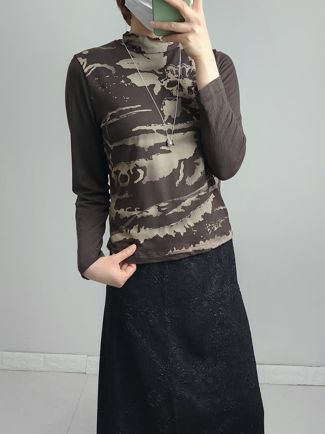 패턴 롱슬리브 탑 상품이미지2