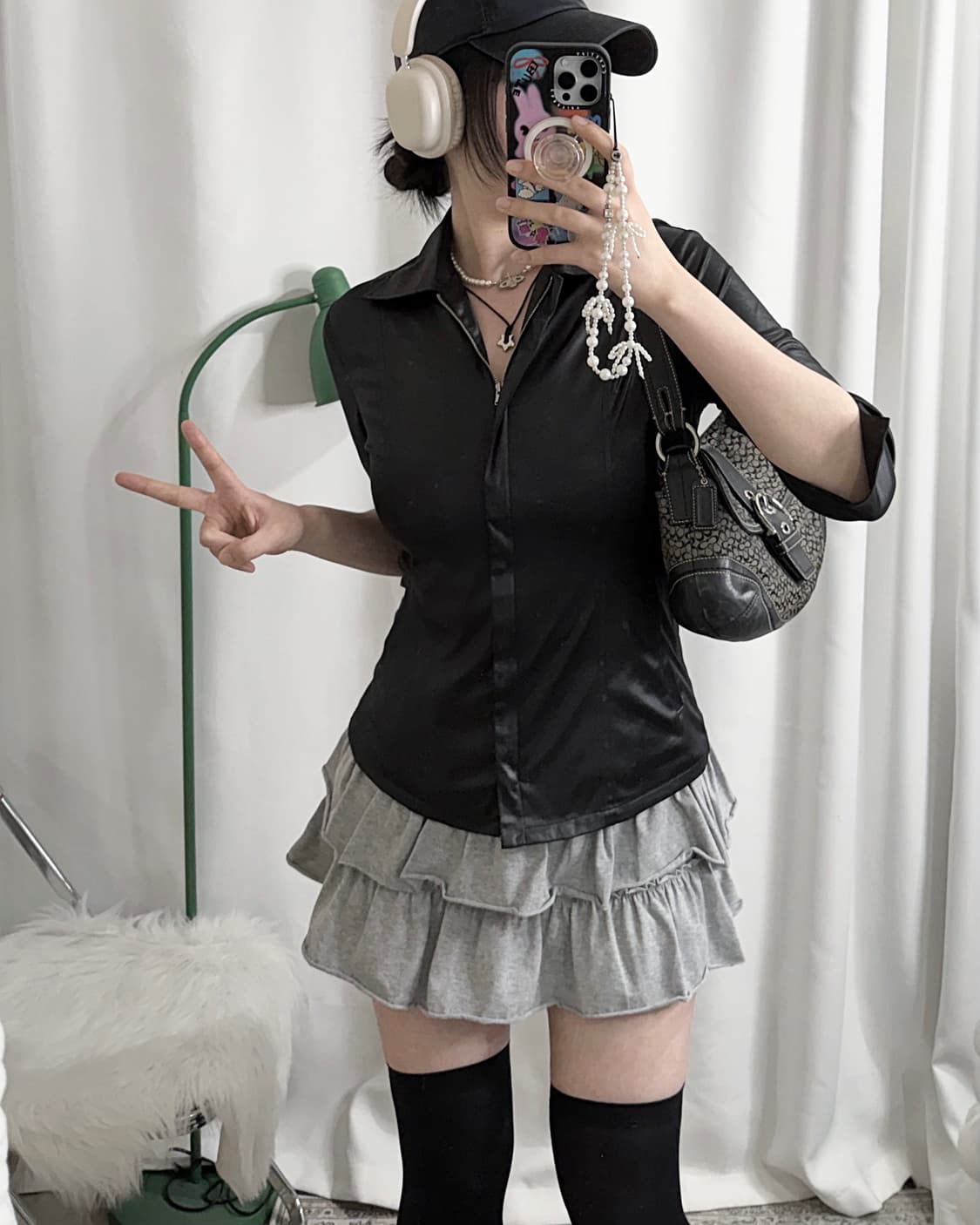 블랙 레더 무드 집업 셔츠 상품이미지1