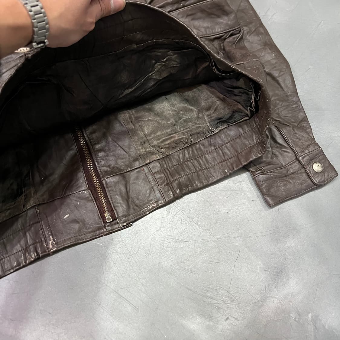  빈티지 레더 봄버 자켓 y15015 상품이미지6