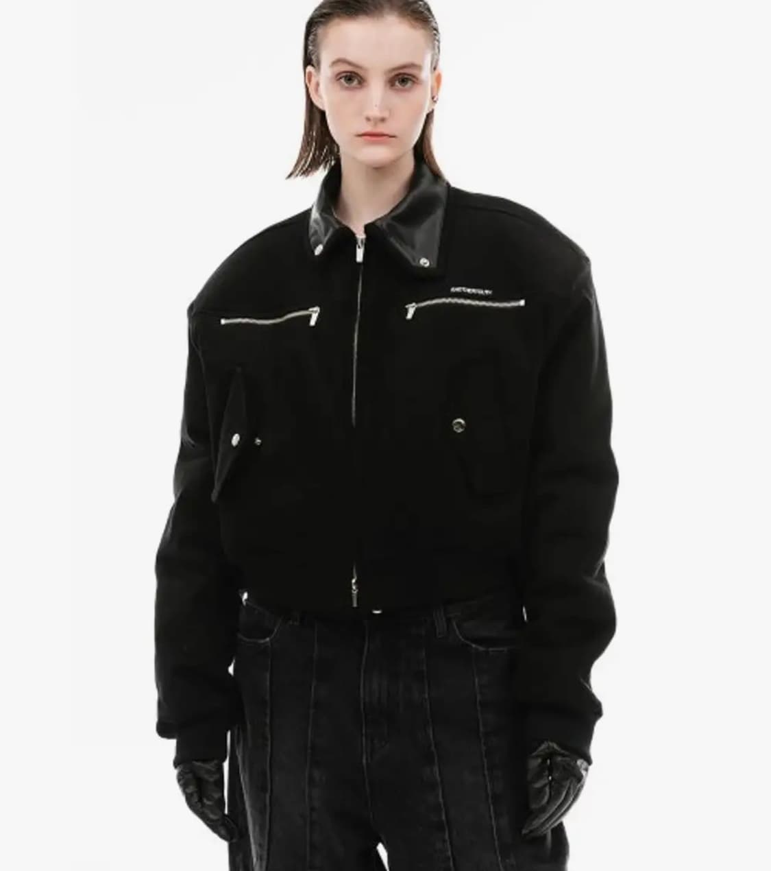 어나더유스 콤비 봄버 블랙 2사이즈 상품이미지1