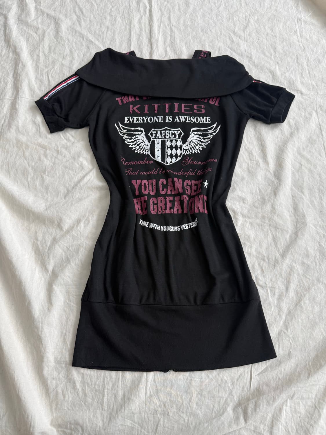 레이디 데이지 갸루펑크 오프숄더 딱붙 원피스집업 상품이미지5