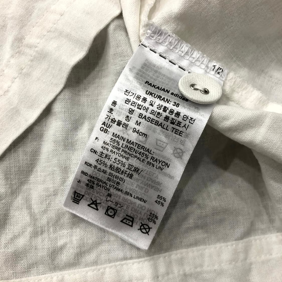 M 아디다스 베이스볼 반팔 린넨 크롭티 상품이미지4