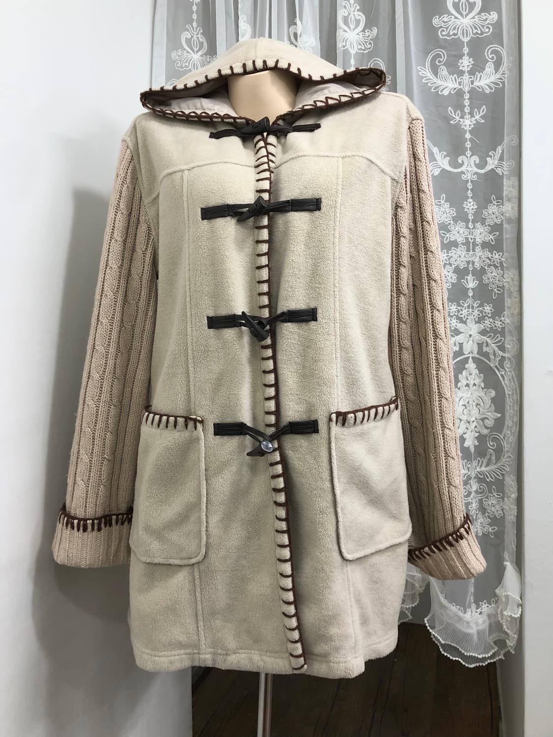 soft hooded knit sleeve coat 상품이미지1