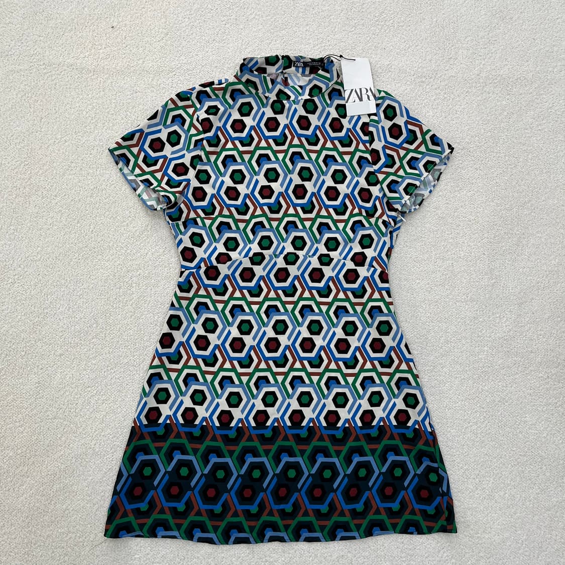 M 새상품 자라 패턴 반팔 원피스 0303M 상품이미지1