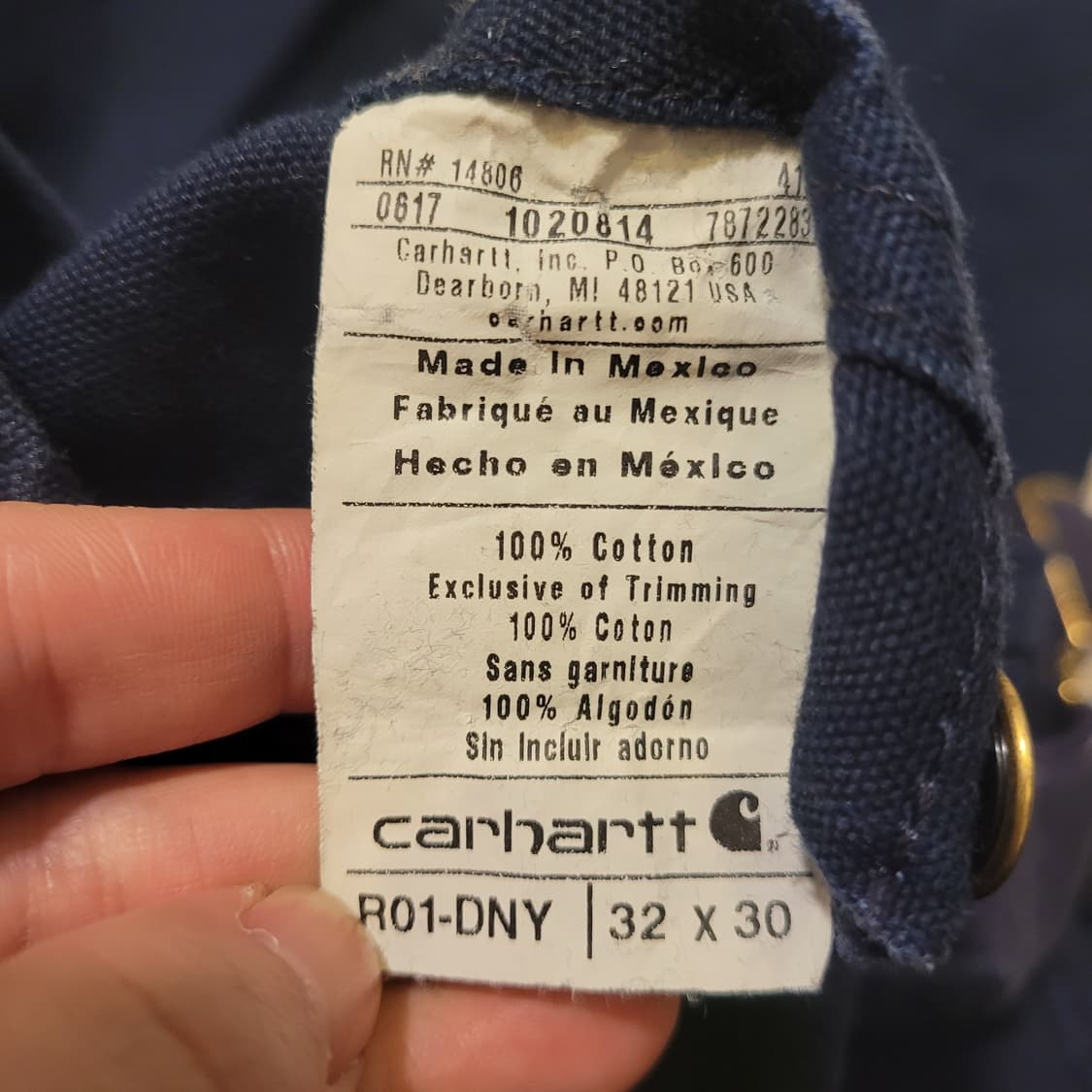 칼하트 R01 덕빕 오버롤 32X30 상품이미지6