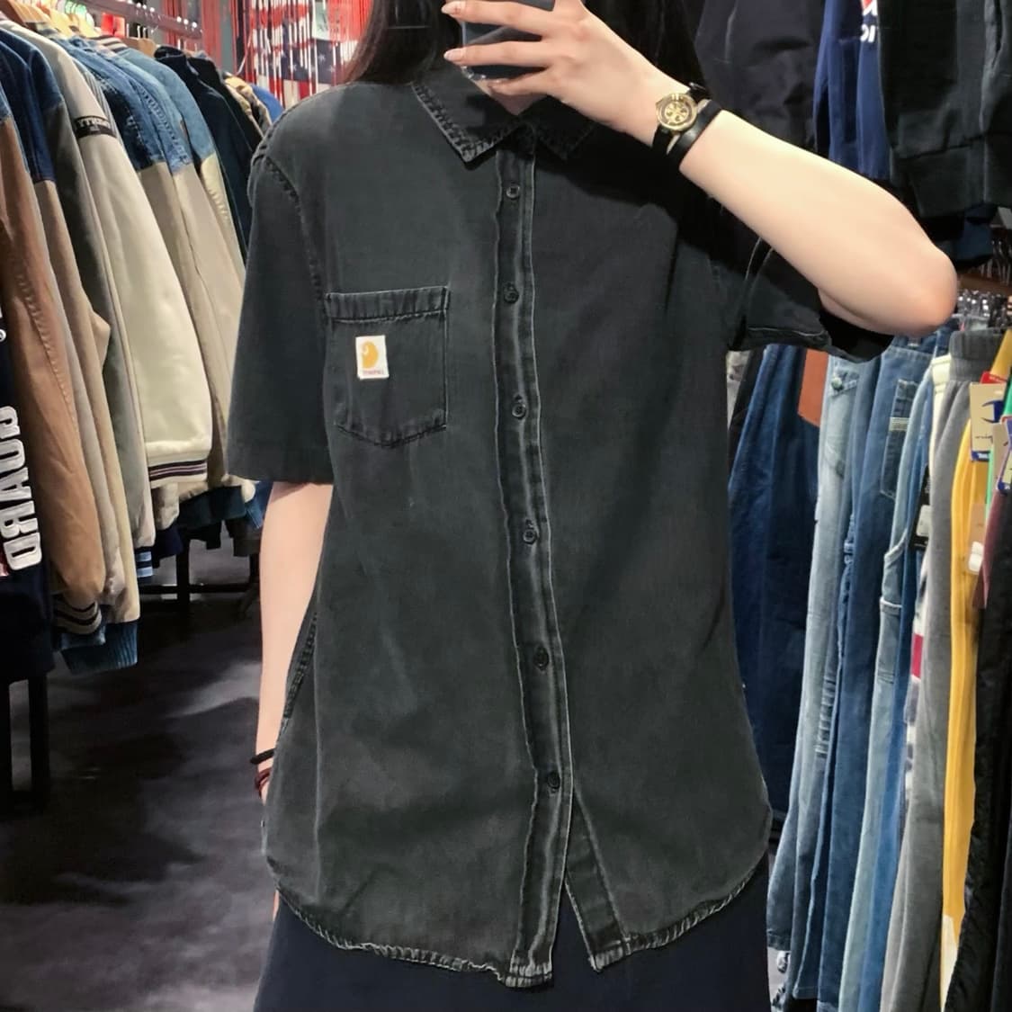 [IM] Carhartt 칼하트 흑청 반팔 셔츠 차콜 상품이미지4