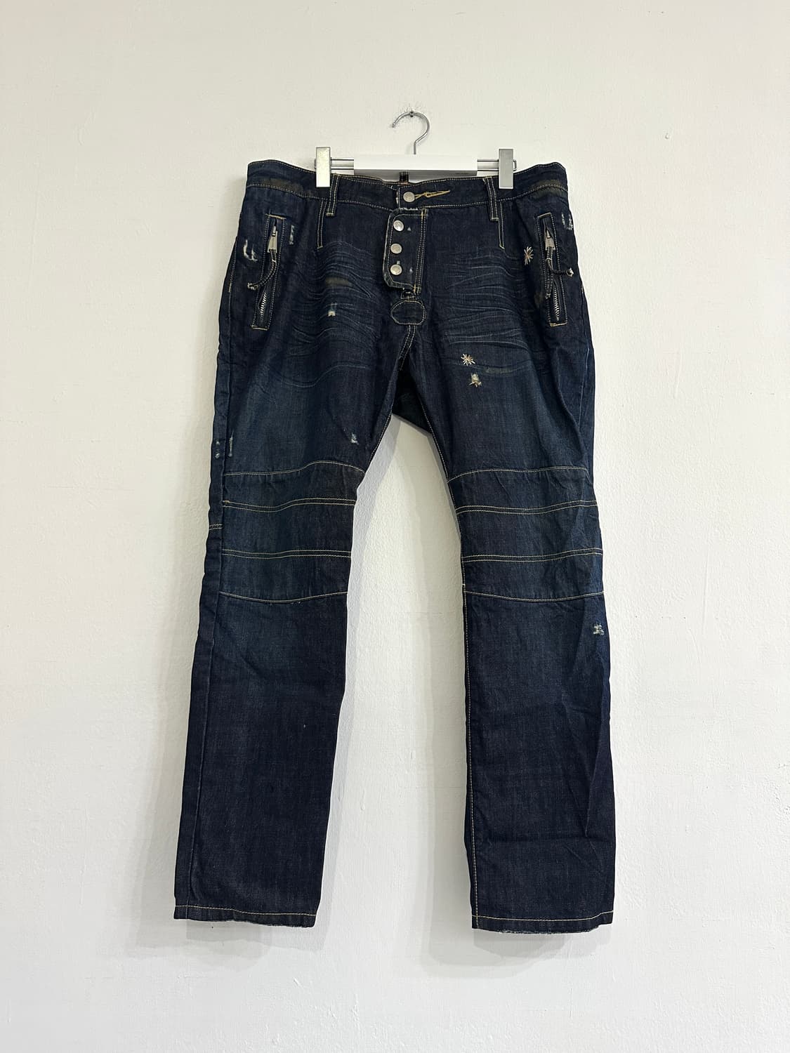 디스퀘어드 2000s 플라워 바이커 새깅진 상품이미지3