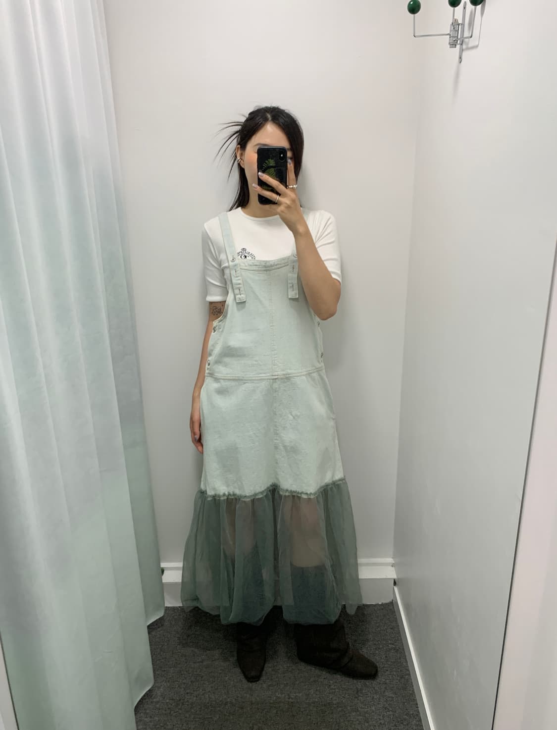 멜빵 치마 레이어드 샤스커트 발레코어 상품이미지1