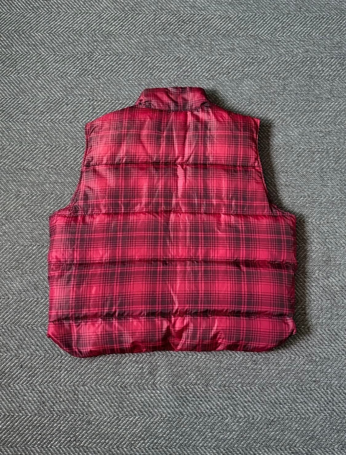 80s 엘엘빈 구스다운 타탄체크 경량 패딩조끼 XL (105-110) 상품이미지3