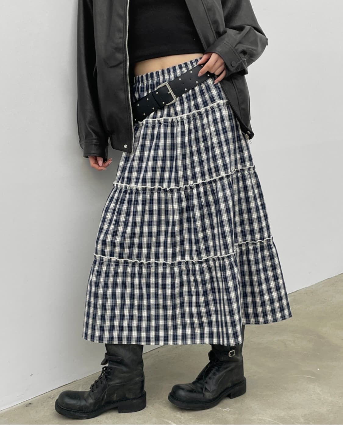 블랙업 퓨오나 체크 플레어 스커트 상품이미지1