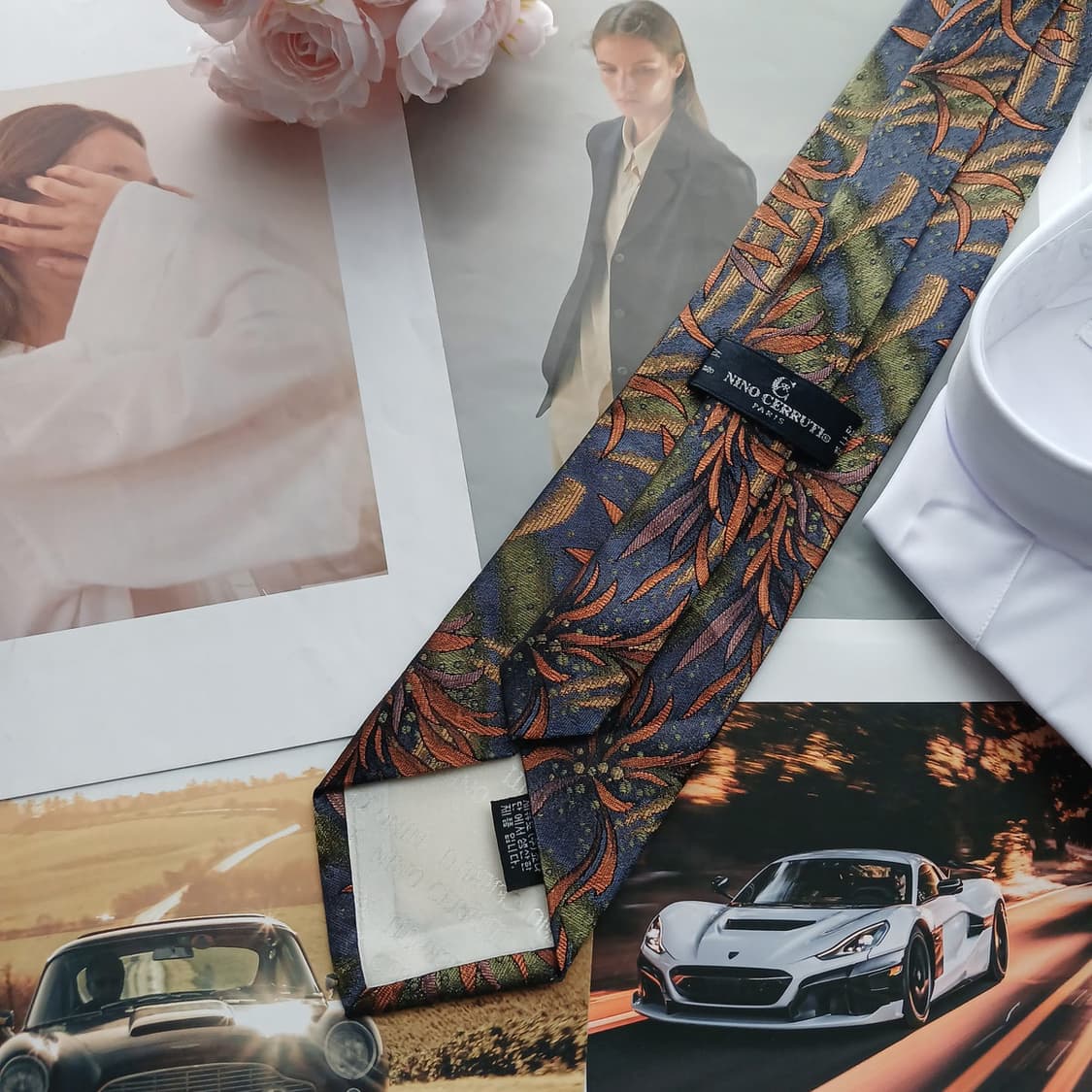 니노 세루티 실크 플로럴 패턴 넥타이 9.1cm A+등급 A18510
 상품이미지4