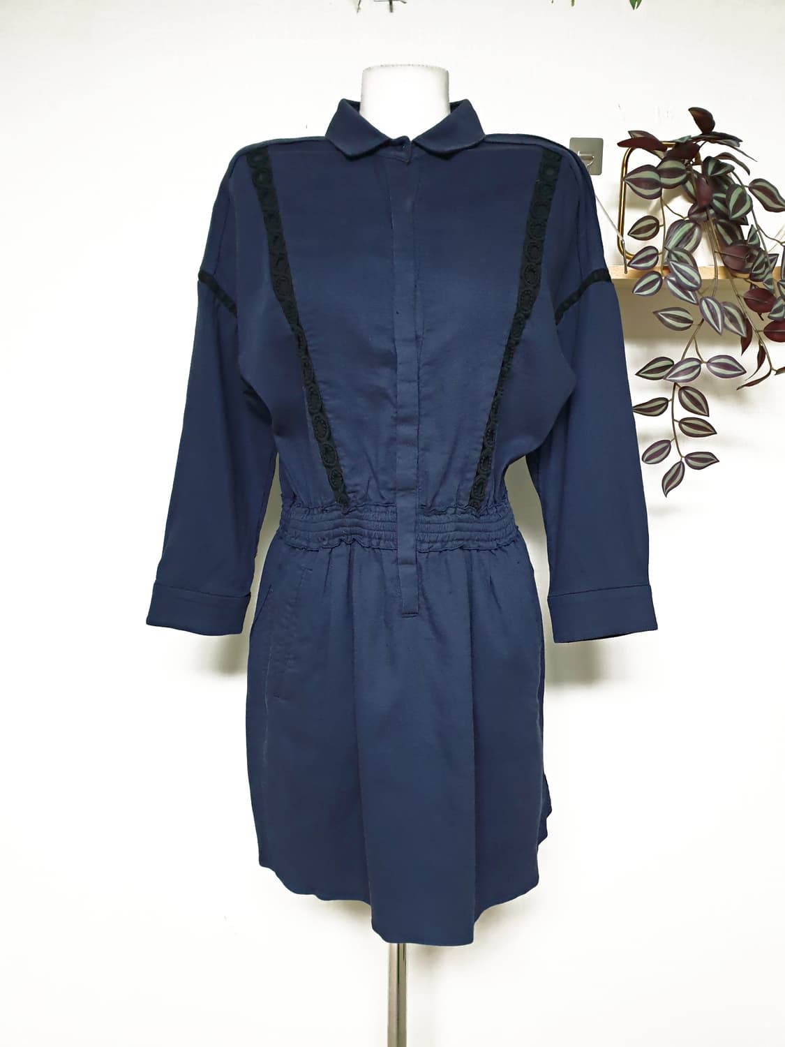 EnC 카라 코튼원피스 66 미니 네이비 상품이미지2