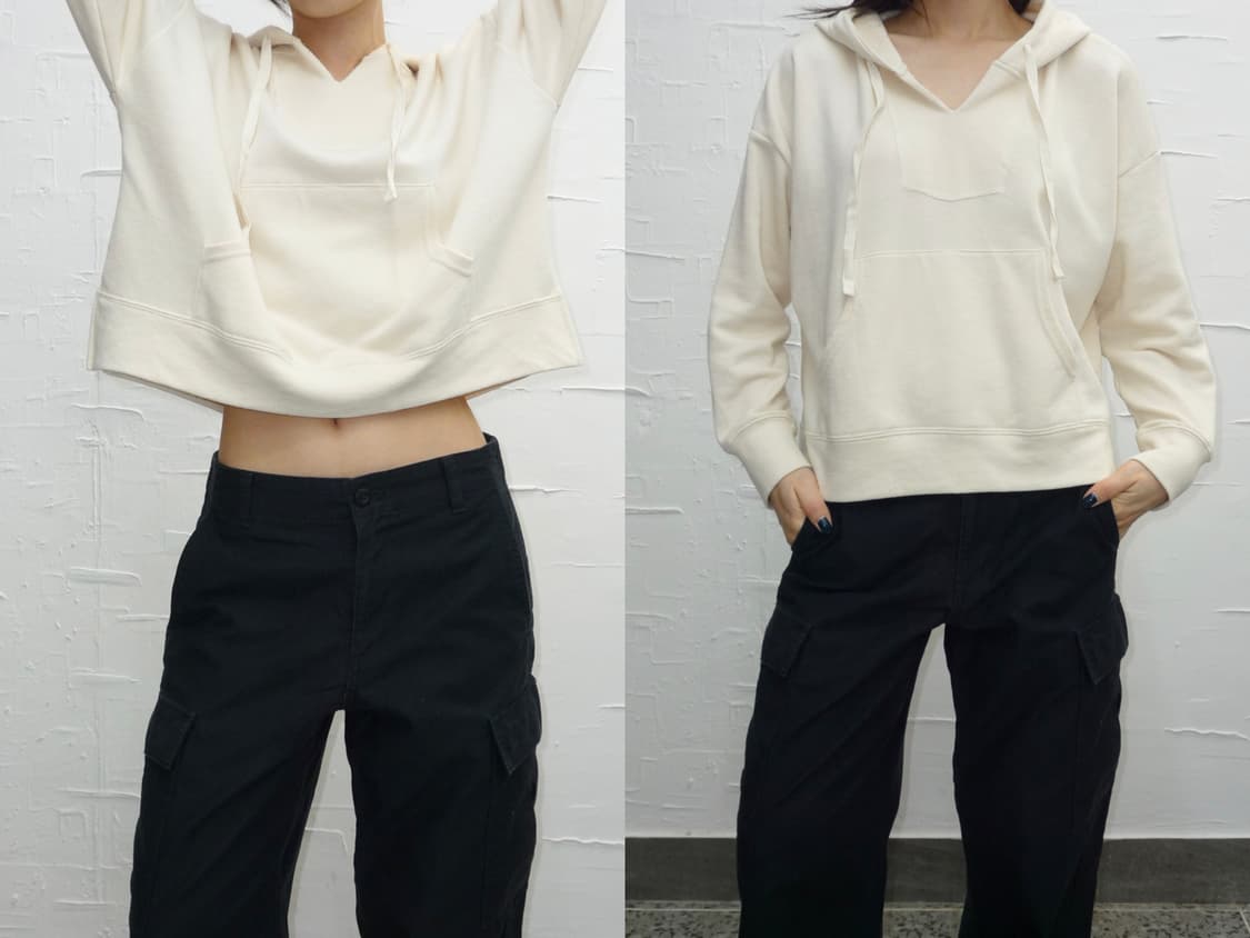 croppedd v-neck hoodie 상품이미지1