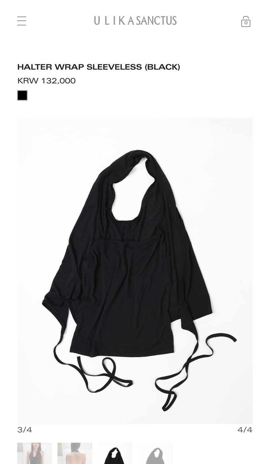 율리카 상투스 HALTER WRAP SLEEVELESS 블랙 (새상품) 상품이미지3