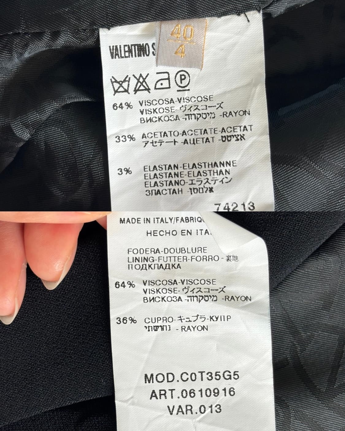 Valentino 발렌티노 블랙 비스코스 블레이저 상품이미지10