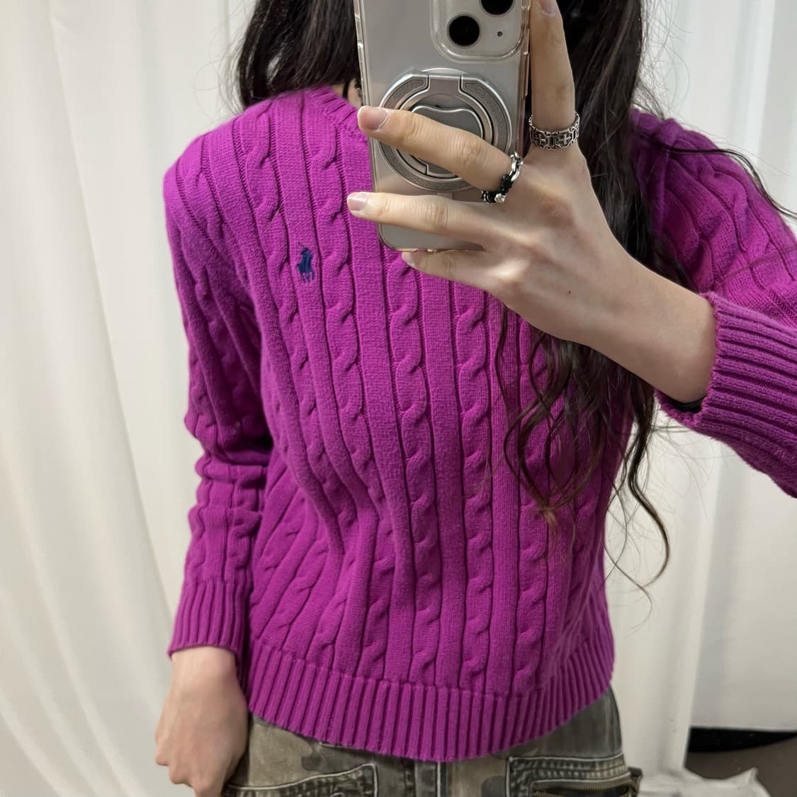 Polo Magenta Pink Cable Knit  상품이미지3