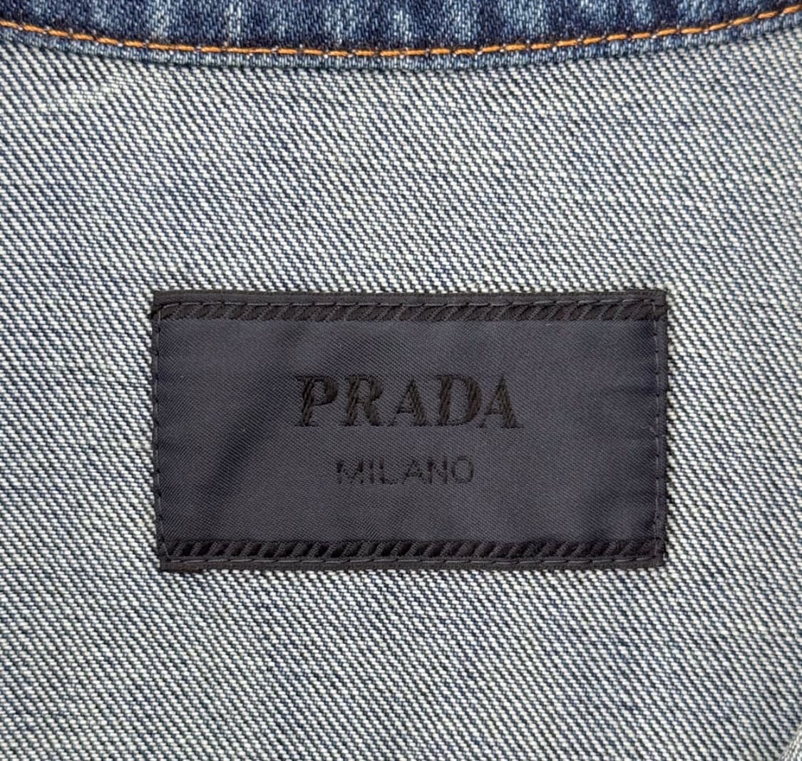 [XL] 프라다 남성 삼각로고 청 데님 반팔 셔츠 자켓 블루 GEC067 상품이미지7