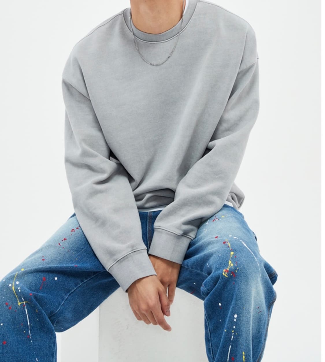 소버먼트 피그먼트 맨투맨 문 그레이 L 상품이미지1