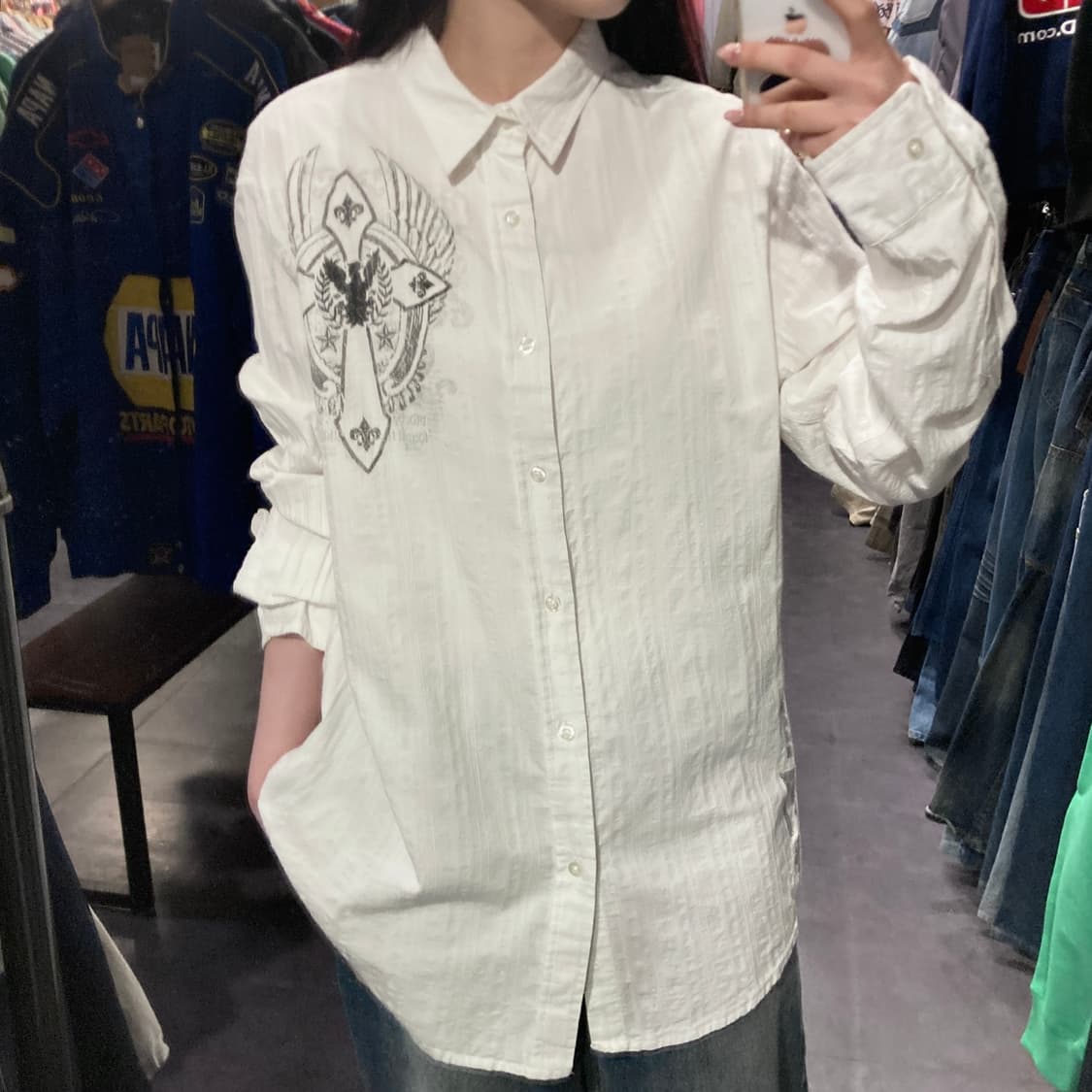 [IM] vtg 화이트 그래픽 셔츠 상품이미지2