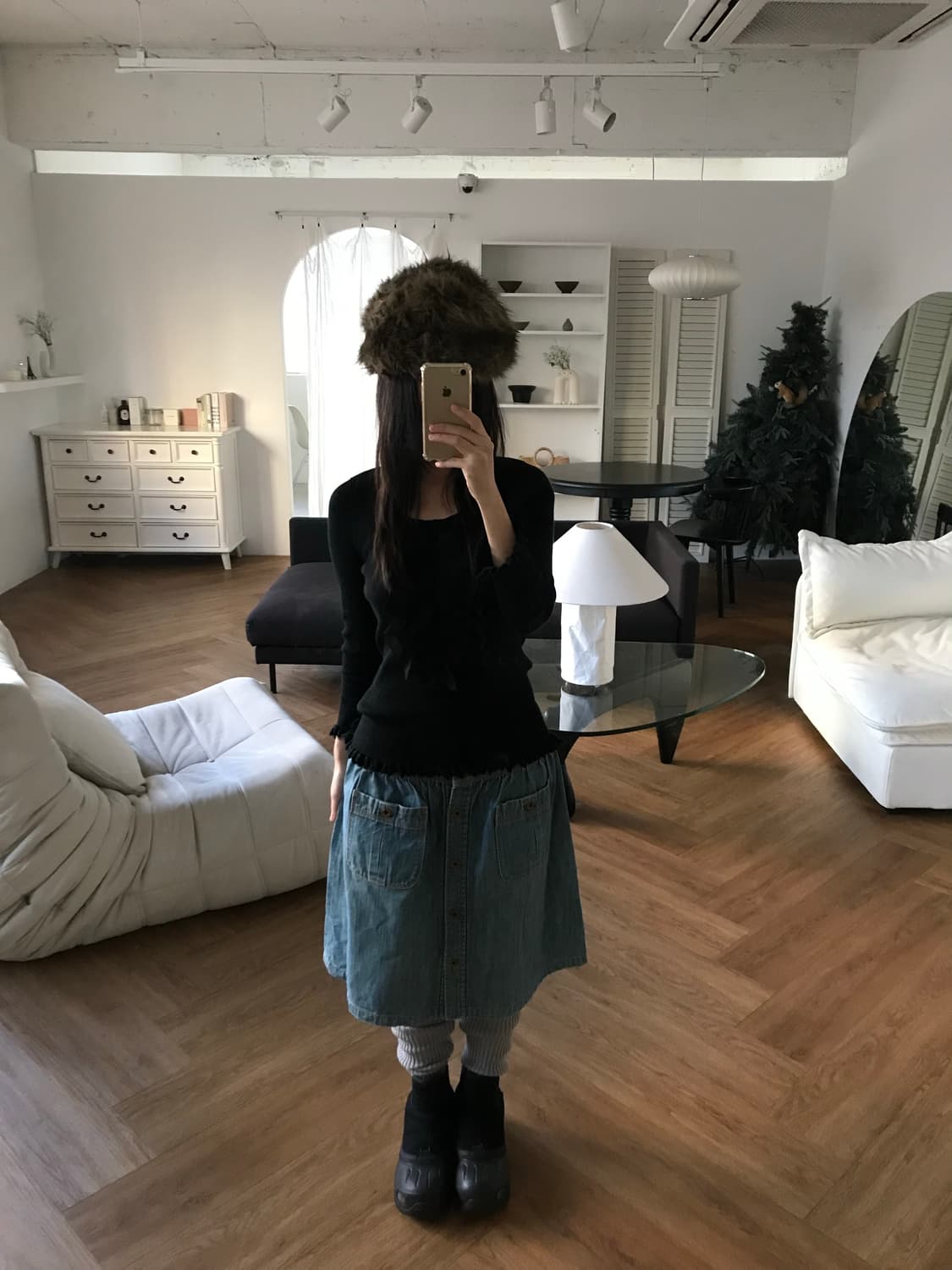 vintage denim button skirt 상품이미지5