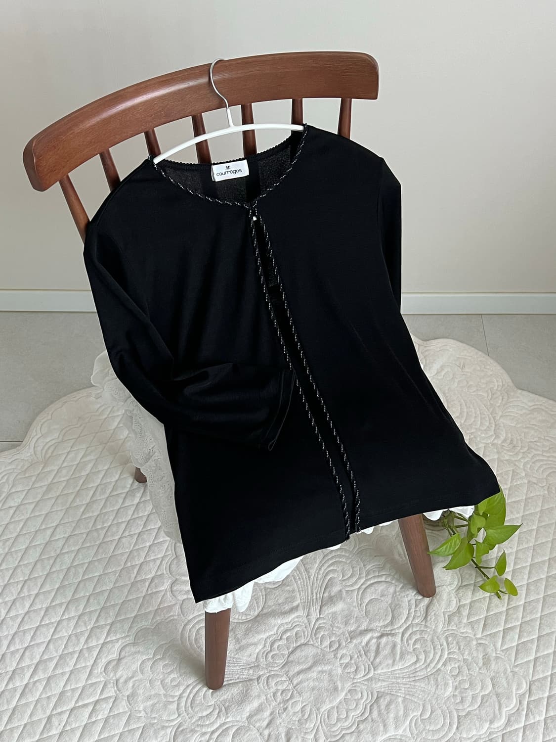 큐레쥬 블랙 앙상블 반팔 니트 가디건 꾸레쥬 상품이미지6