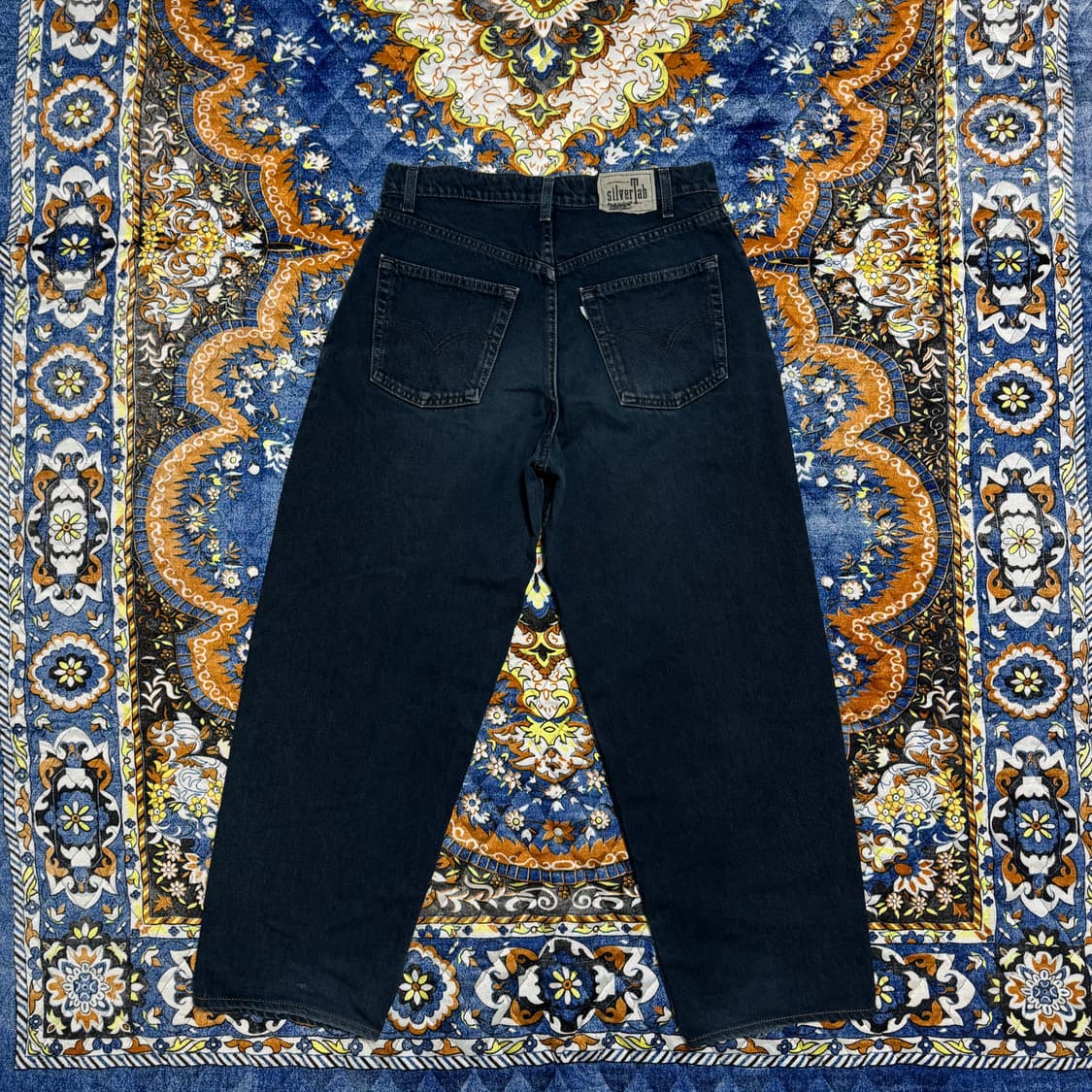 빈티지 90s USA 리바이스 실버탭 배기 퍼플택 다크네이비 데님 팬츠 상품이미지2