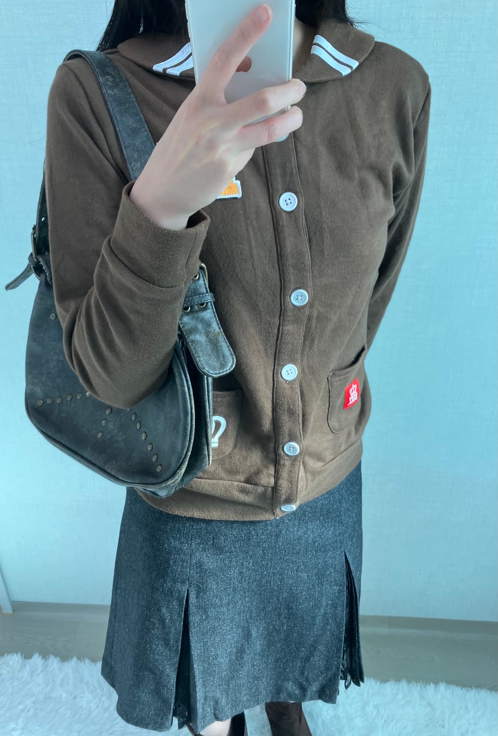 jpn vintage 베이비돌 브라운 카라 긴팔 티셔츠 y2k 스트릿 갸 상품이미지3