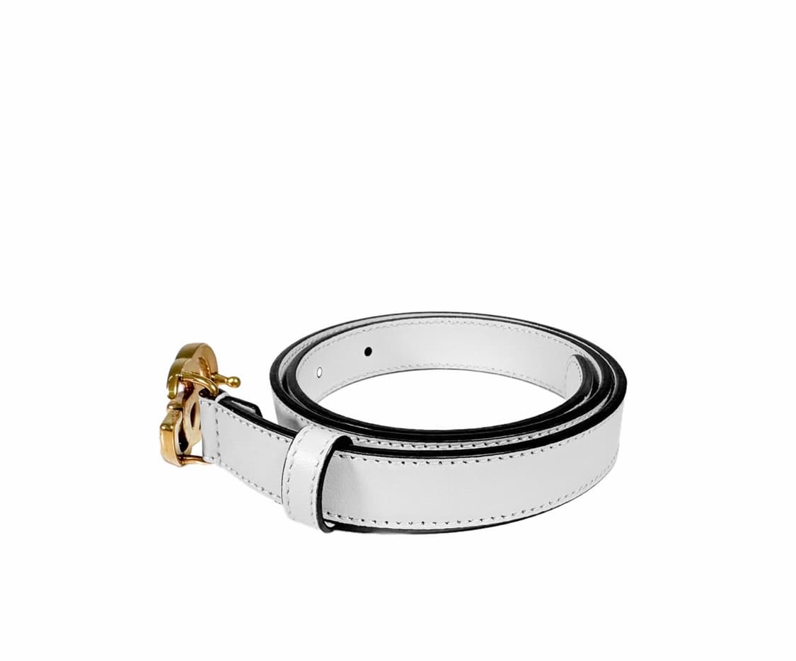 [65/26] 구찌 여성 마몬트 더블 GG 로고 버클 씬벨트 화이트 골드 상품이미지2