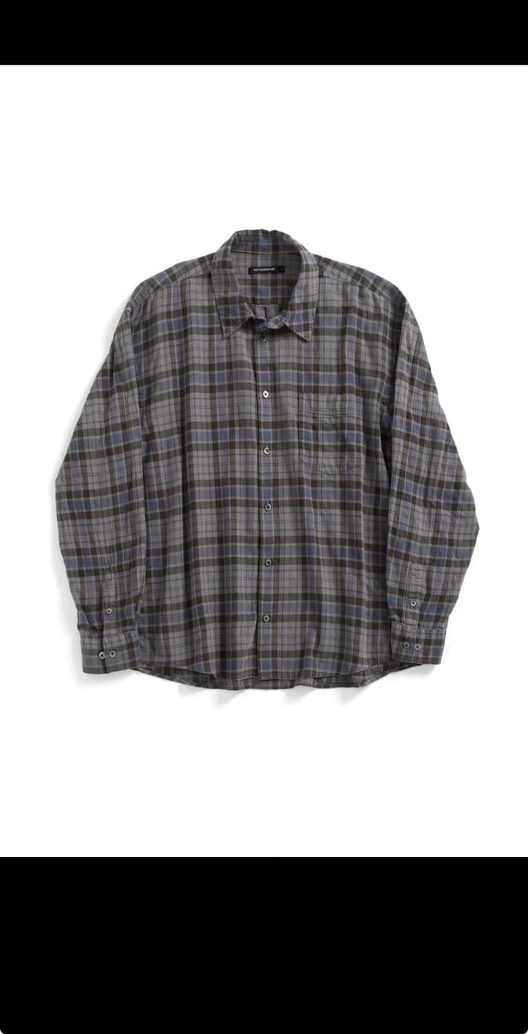 해칭룸 클래식 셔츠 오버 다이드 체크 스카이블루 브라운 3사이즈 상품이미지1
