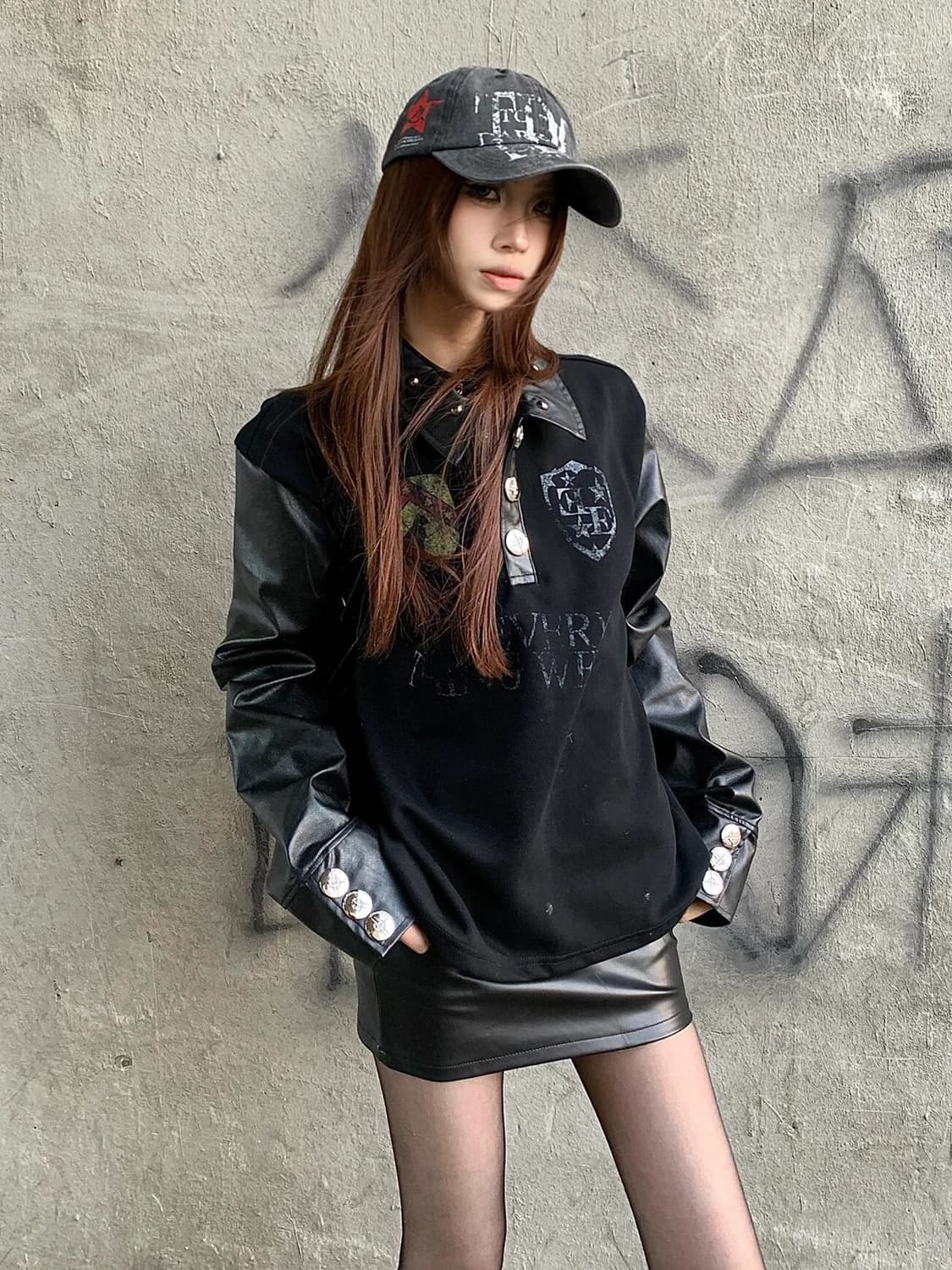 레더 암 롱슬리브 카라티 상품이미지1