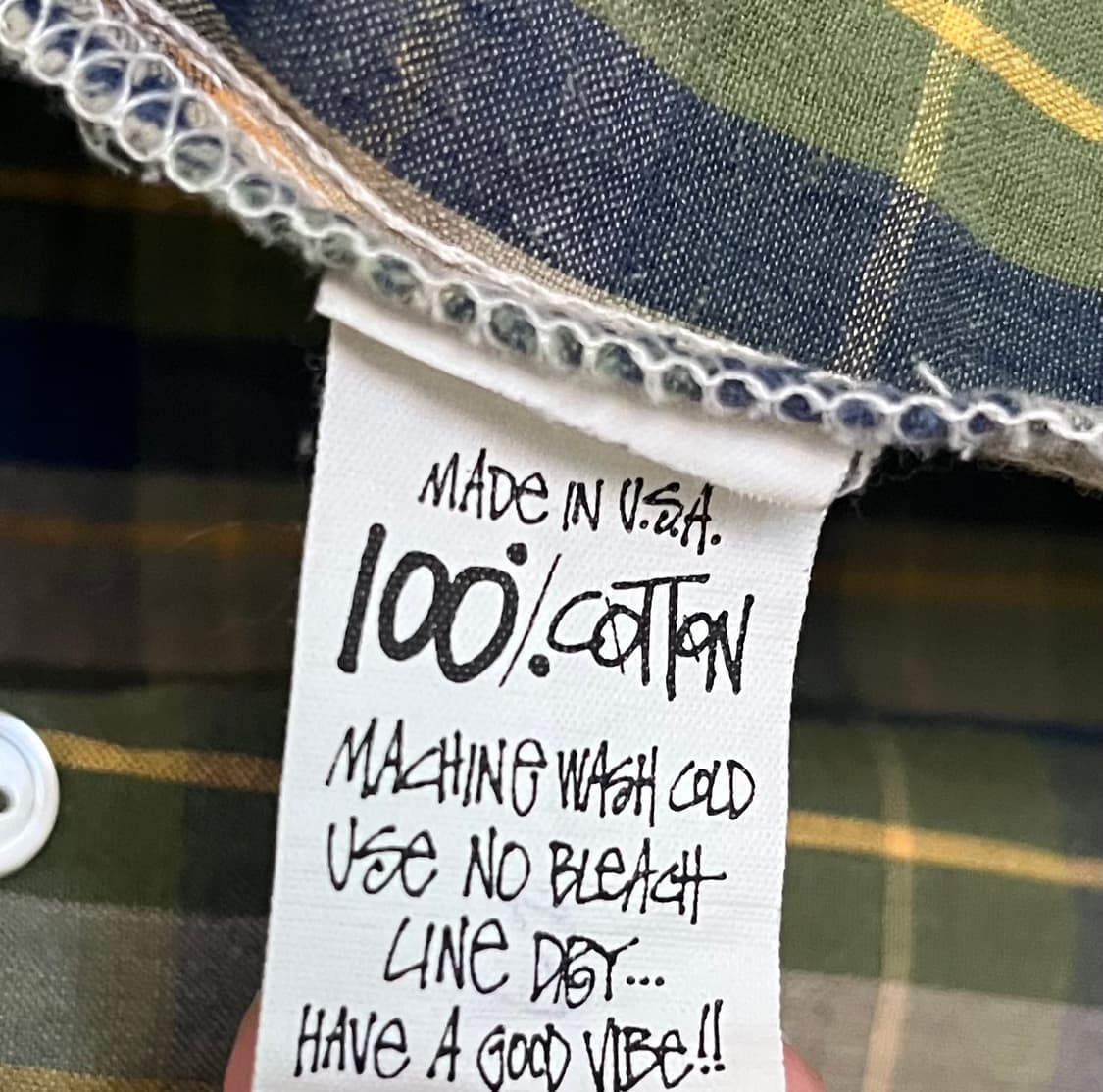 90s stussy 그린 플레이드 루프 칼라 셔츠 상품이미지5