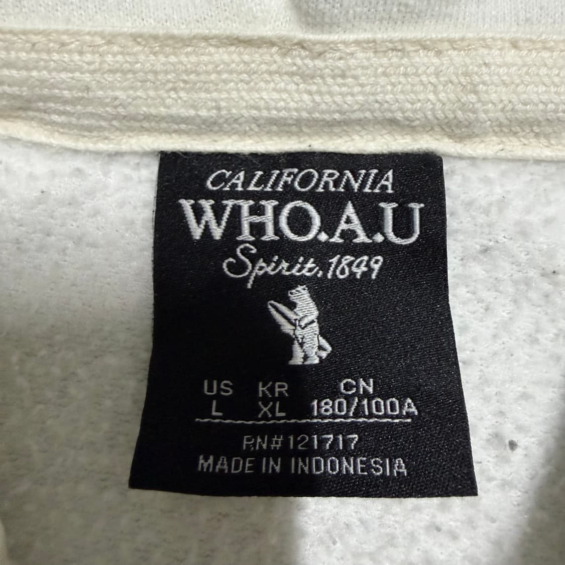 후아유 화이트 후드집업 xl 상품이미지3