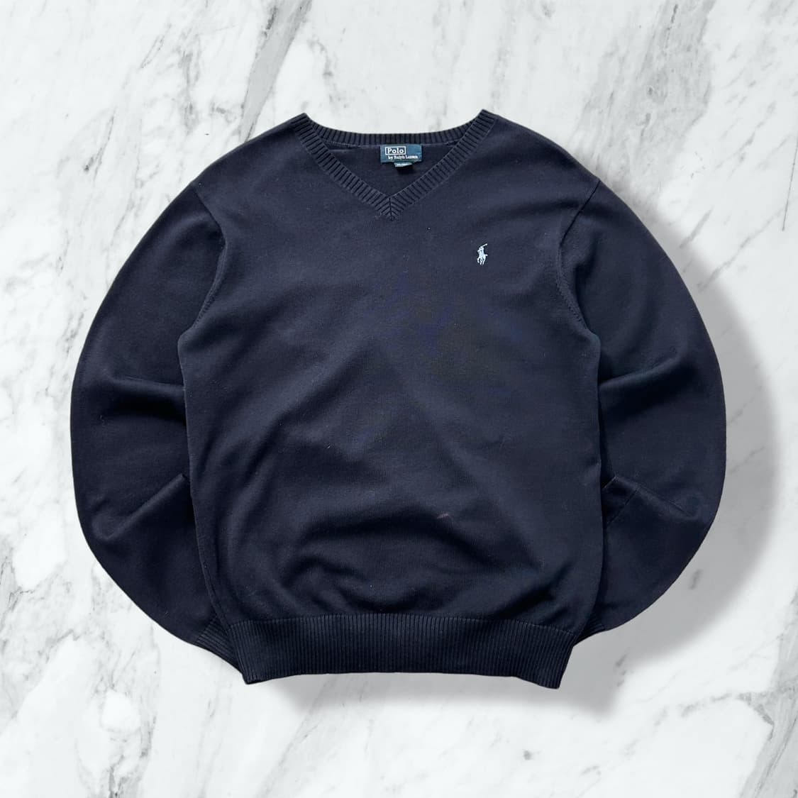 폴로 랄프로렌 스카이블루 포니 네이비 브이넥 니트 상품이미지1