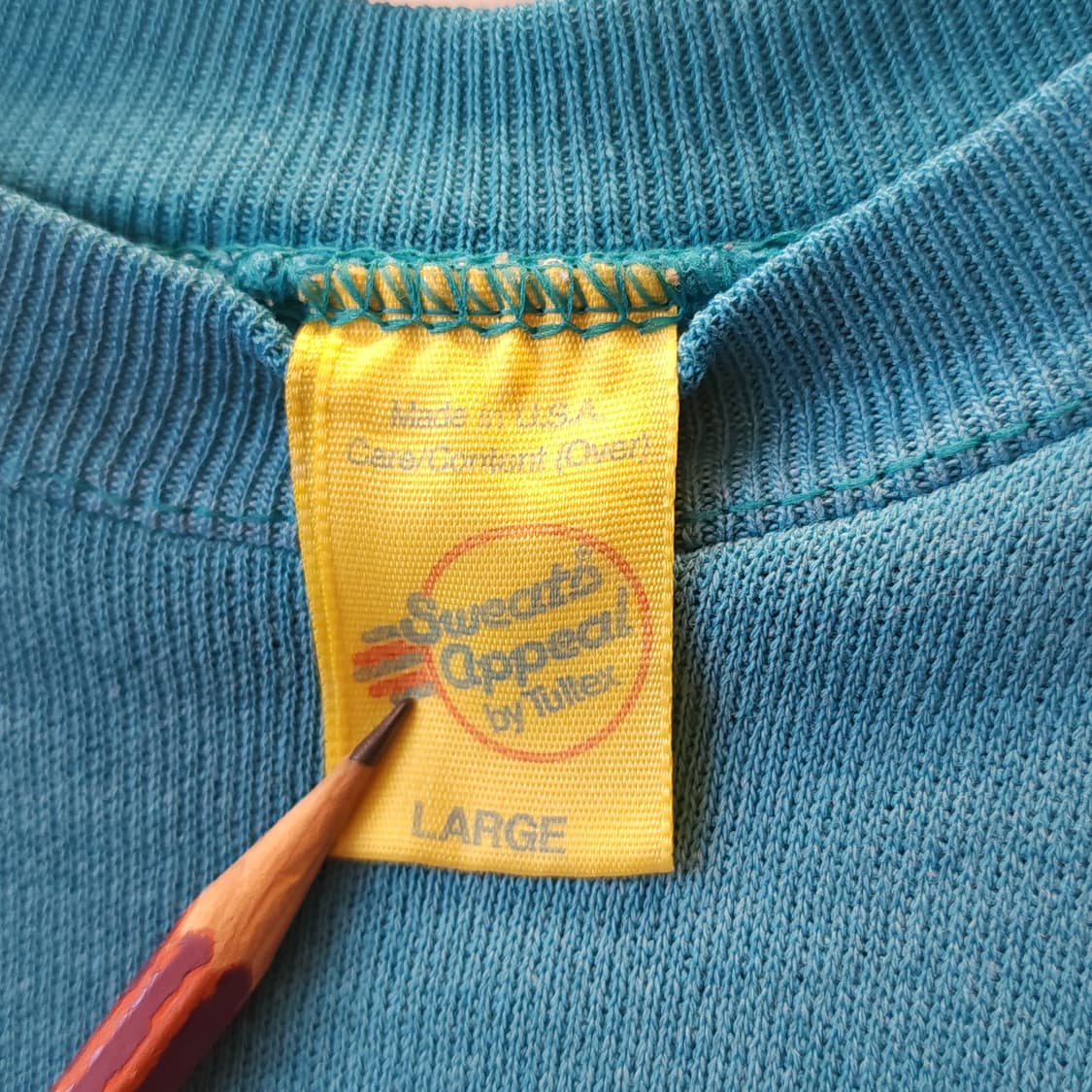 90s Tultex 빈티지 스웻셔츠 플레인 스웻셔츠 그린 썬 페이딩 L 상품이미지9