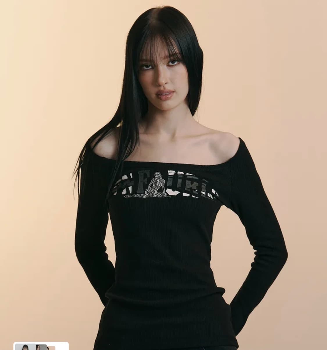 플노팔 Jules 줄스 롱슬리브 오프숄더 블랙 판매 플리즈노팔로우 상품이미지1