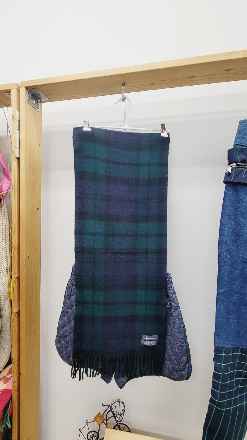 폴로 랄프로렌 체크 머플러 그린 네이비 상품이미지1