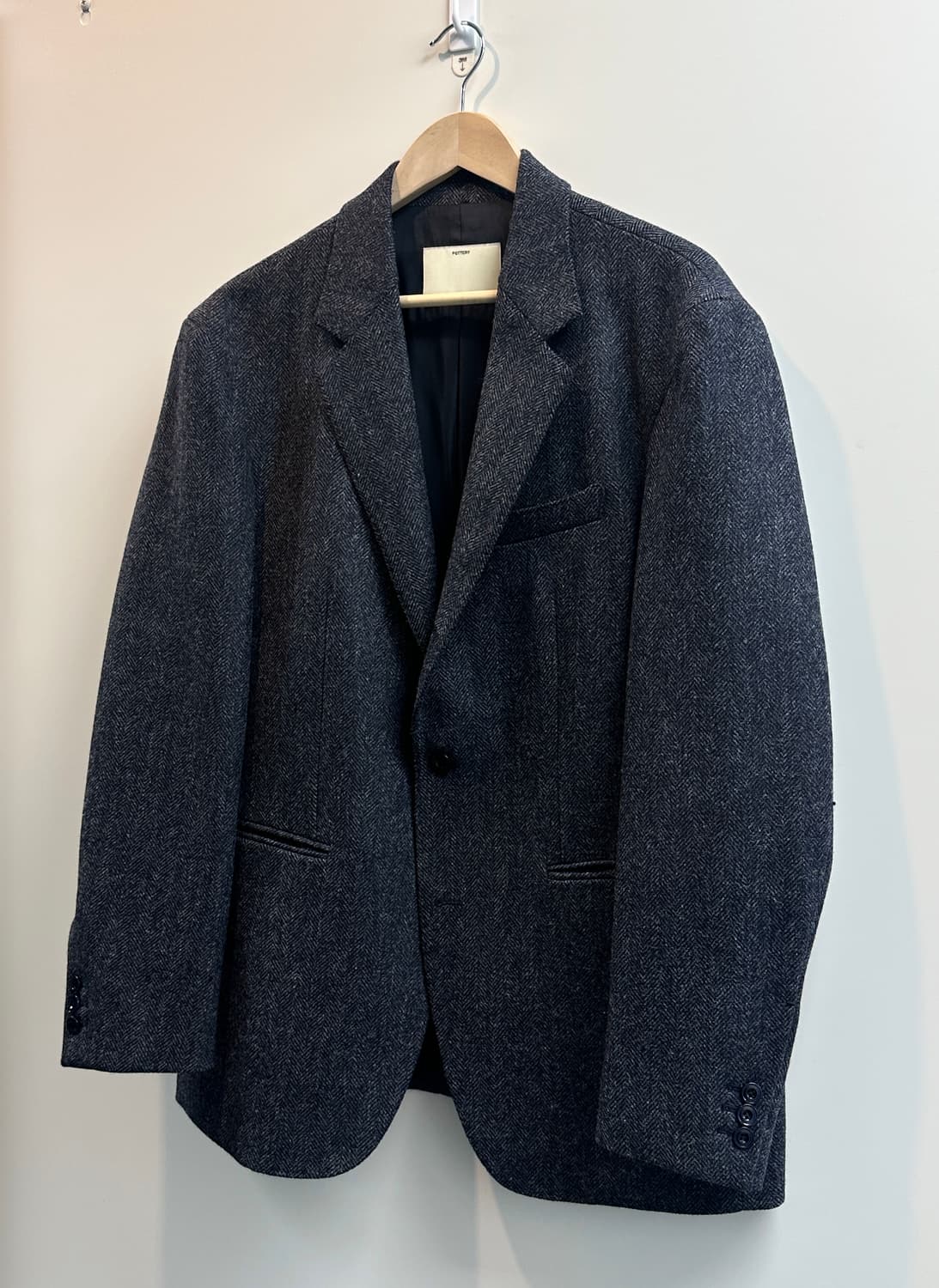 포터리 쉐틀랜드 울 싱글 브레스티드 자켓 (차콜네이비/새상품, 3) 상품이미지2
