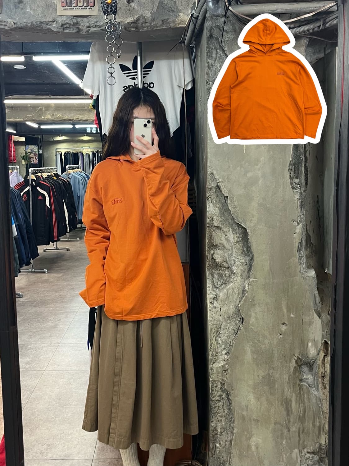 이미스 후드 긴팔티 오렌지 M #csz2446 상품이미지1