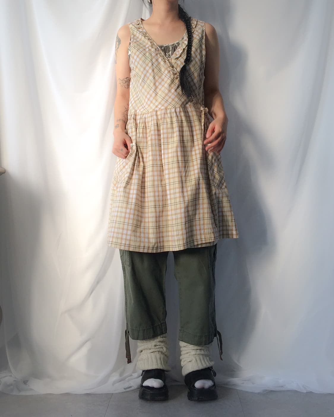 Check pattern frill wrap vest 상품이미지6