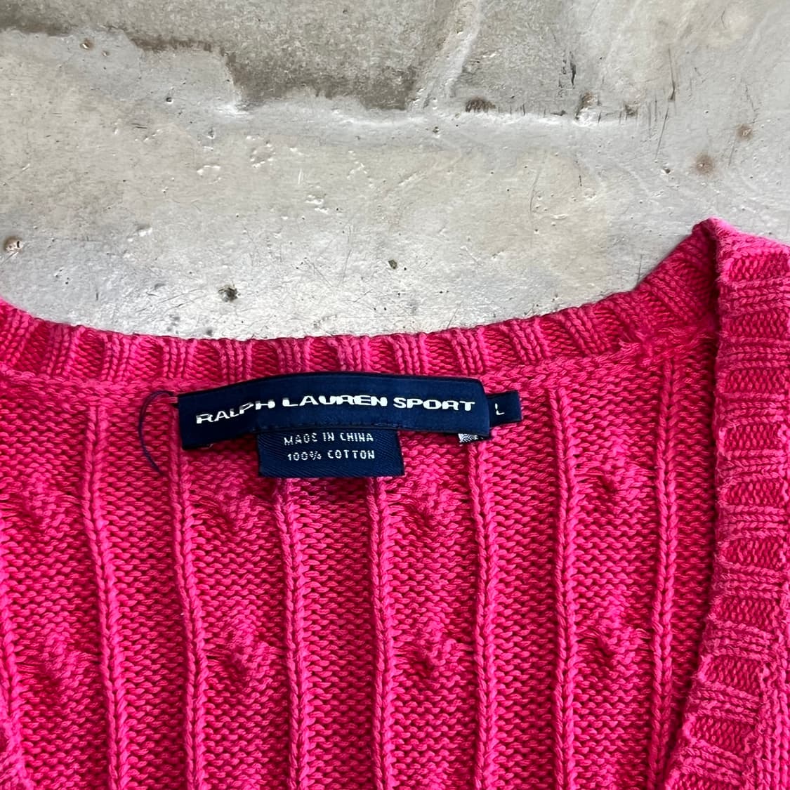 L 폴로랄프로렌 케이블 핑크 브이넥 니트 상품이미지4