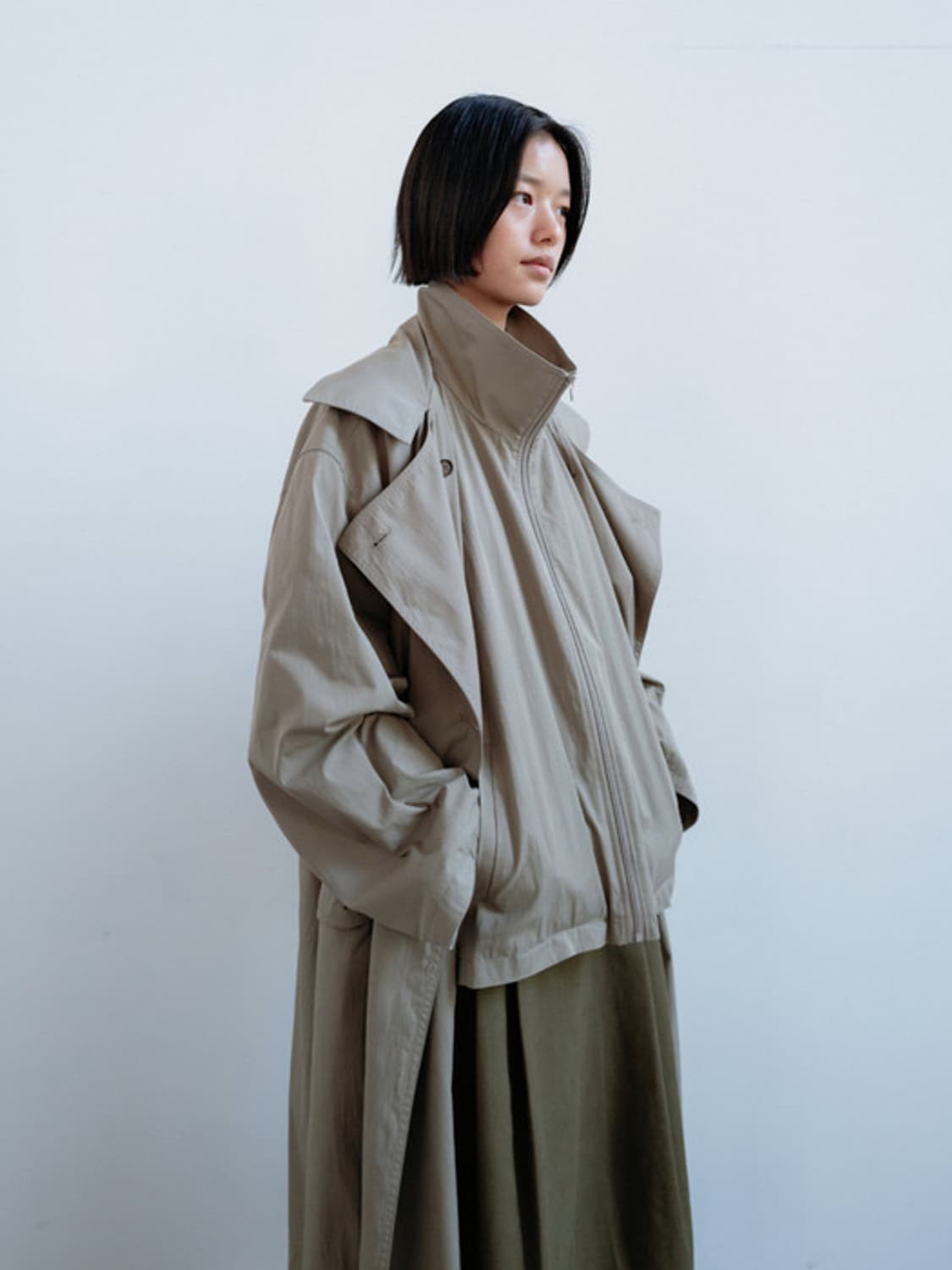 모노하 Inner shell cotton trench coat (khak 상품이미지2
