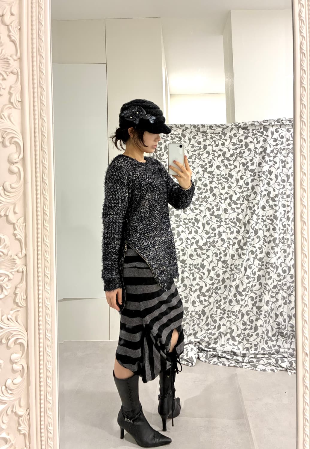 글리터 니트// 스트라이프 반팔 스커트 상품이미지3