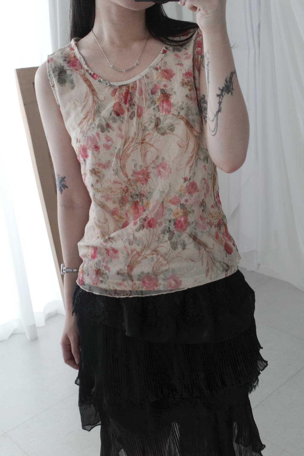 flower mesh sleeveless 상품이미지6