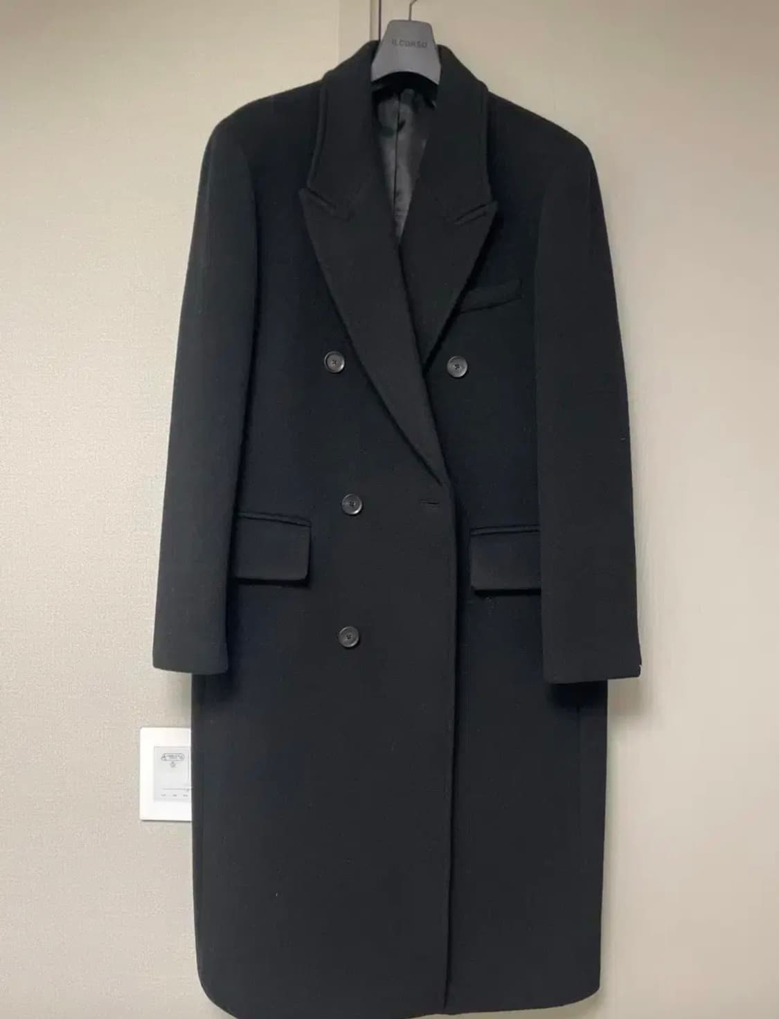 일꼬르소 더블 브레스티드 맥시 코트 블랙 S 상품이미지2