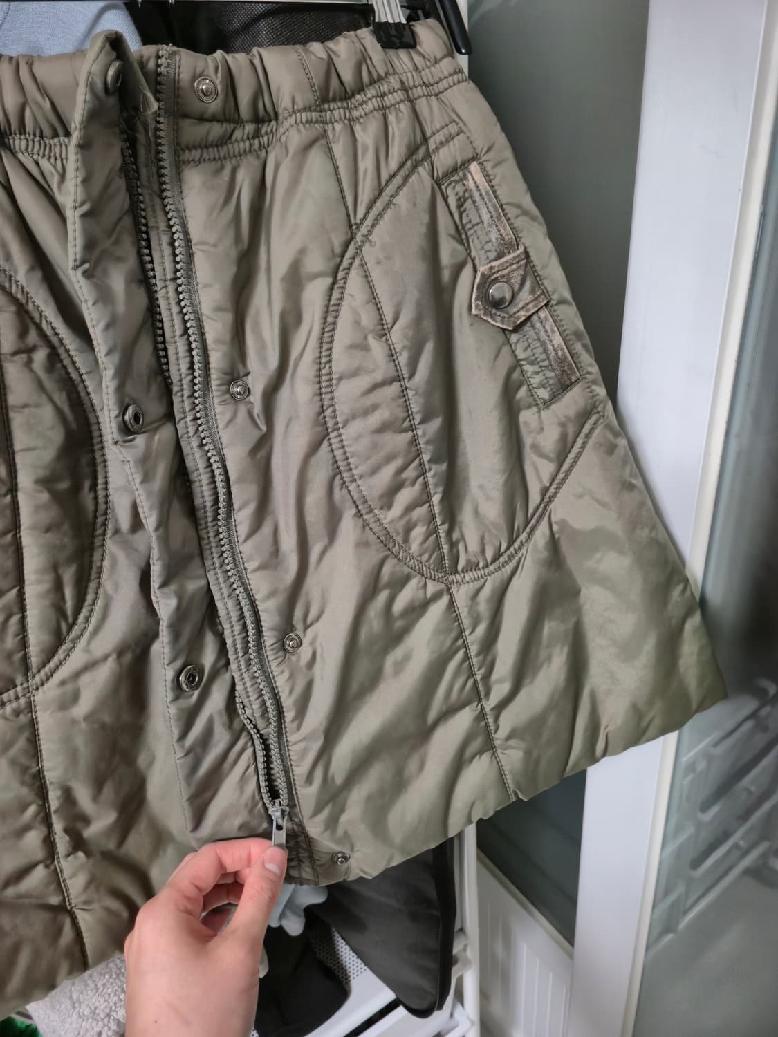 카키 패딩 랩 스커트 상품이미지5