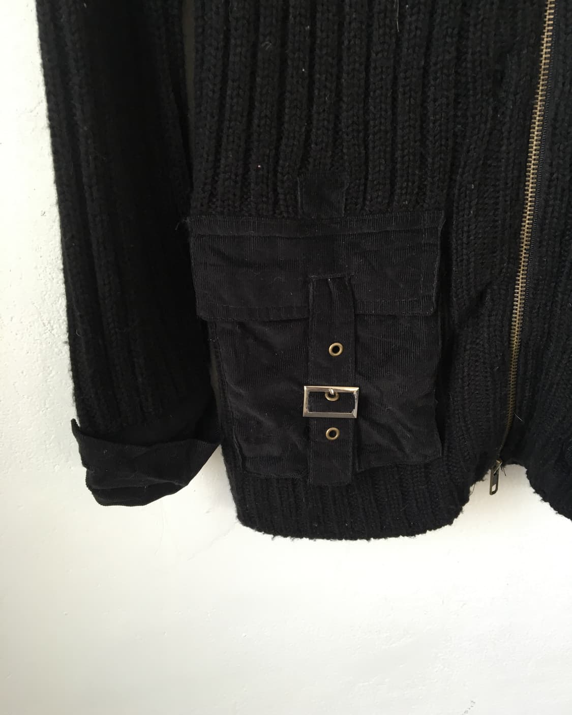 Belted ribbed high neck knit cardigan 상품이미지4