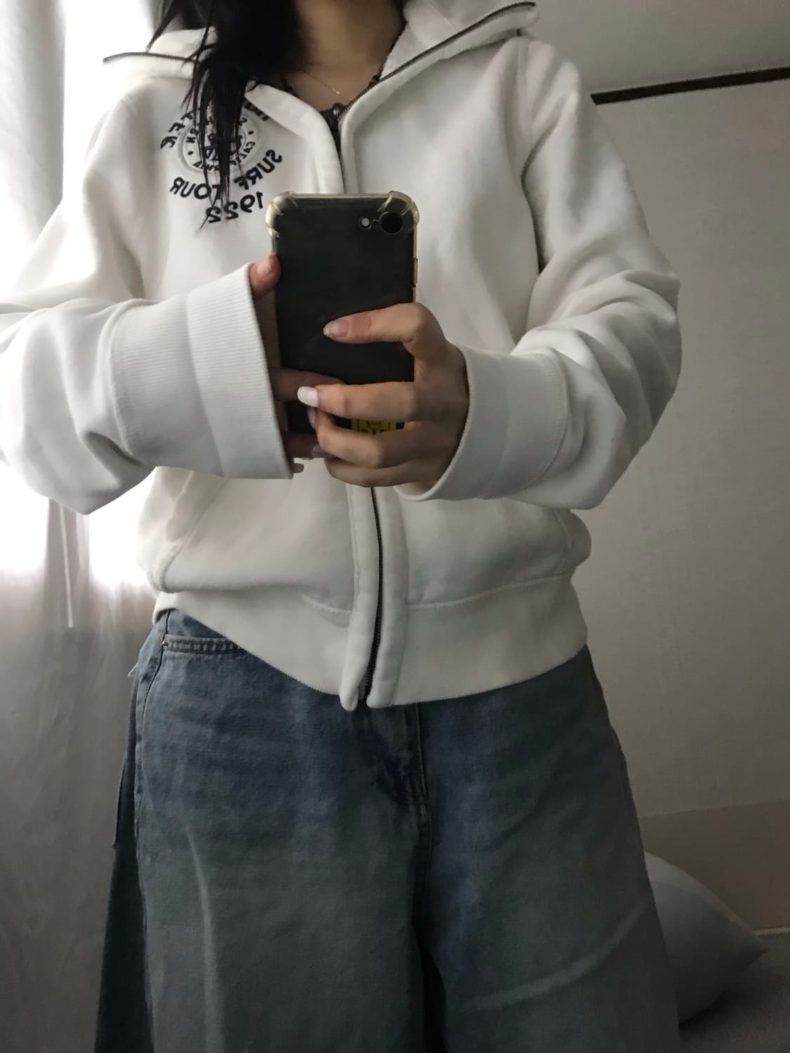 홀리스터 화이트 하이넥 후드집업 상품이미지1