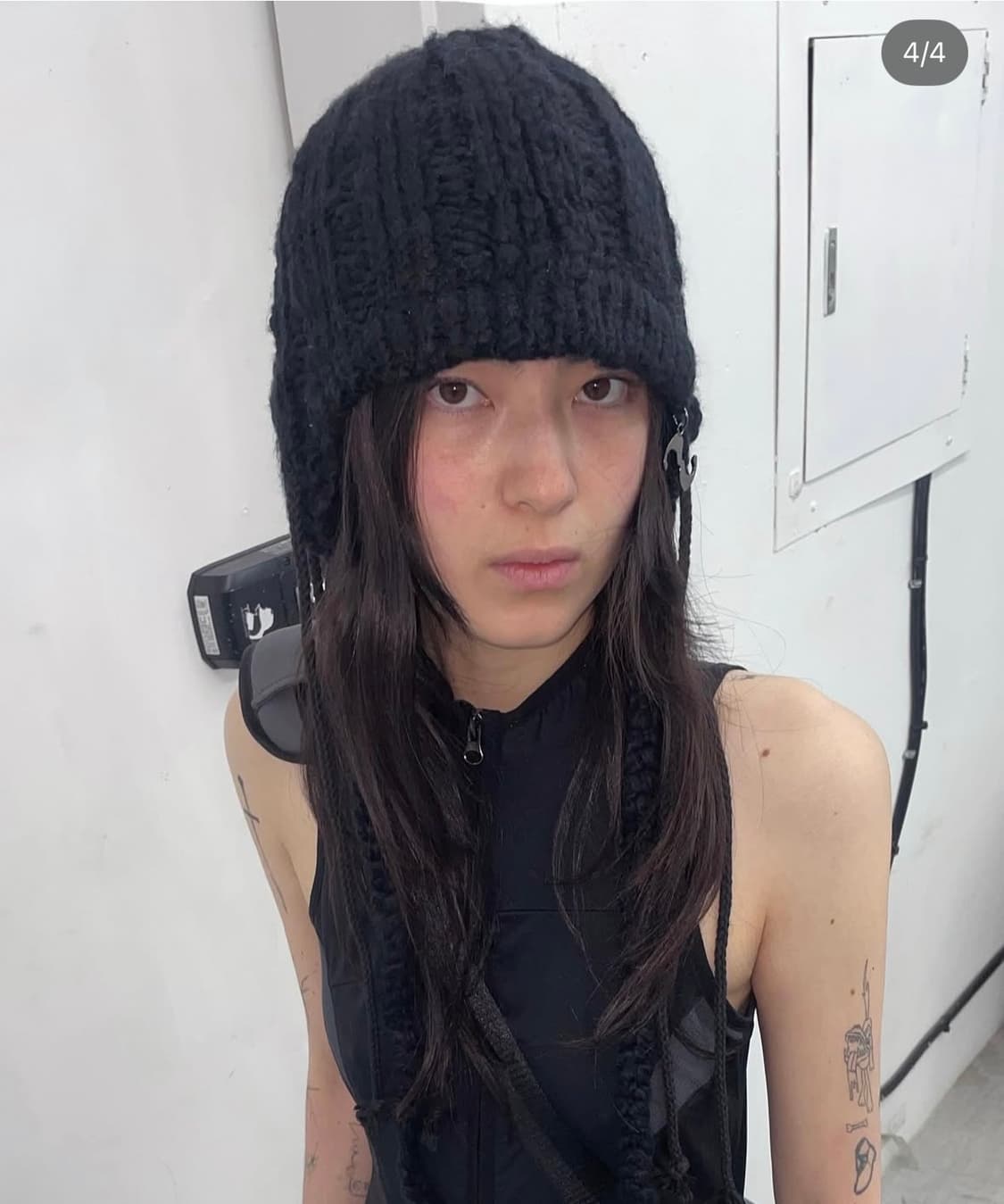 Ojos 이어플랩 비니 블랙 상품이미지1