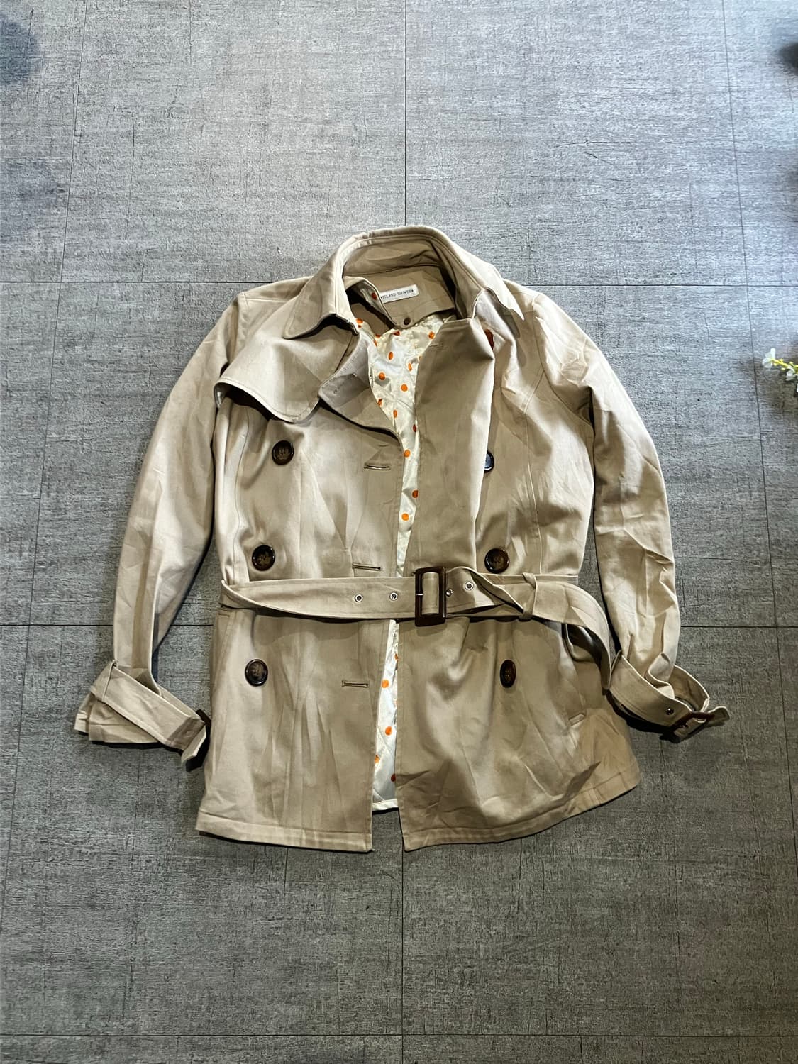 일본판 Islandshower 긱시크보헤미안 모리걸 도트 트렌치코트 상품이미지1