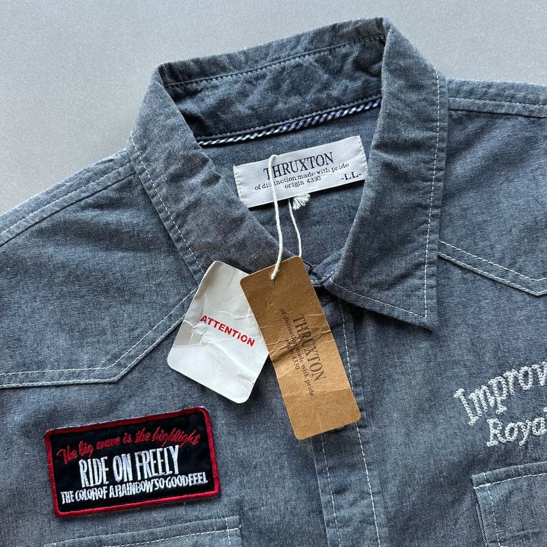 [L-XL](새상품)THRUXTON 샴브레이 웨스턴 반팔 셔츠 상품이미지8